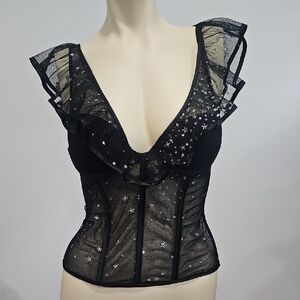 Victoria's Secret Black Sheer Star-Patterned Bra